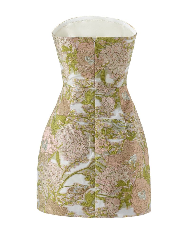 Monique Floral Jacquard Strapless Mini Dress