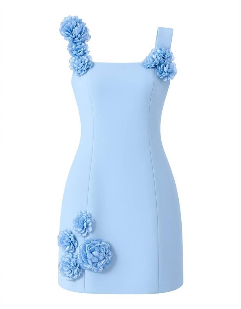Nolyn Square Neck 3D Floral Mini Dress