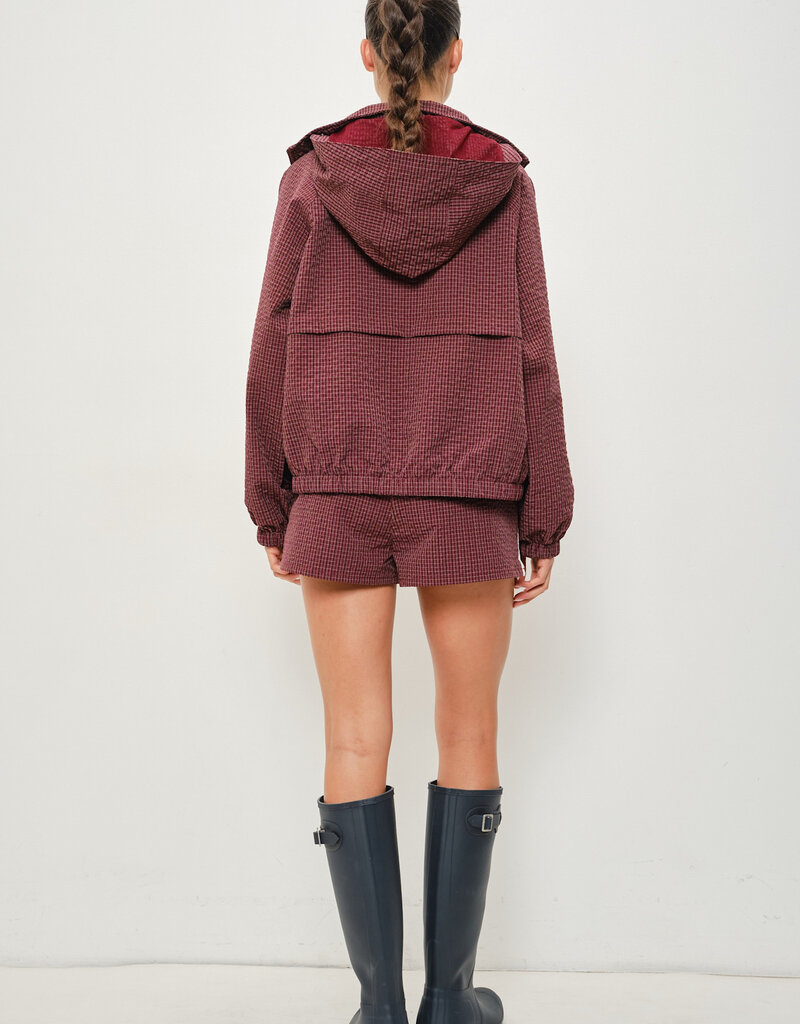 Micro Grid Funnel Neck Track Jacket
