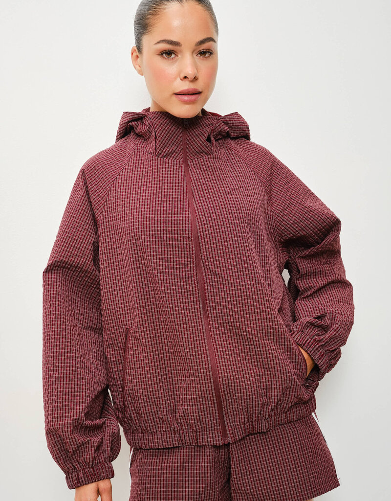 Micro Grid Funnel Neck Track Jacket