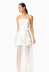 Oleander 3d Floral Strapless Maxi Dress