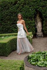 Oleander 3d Floral Strapless Maxi Dress
