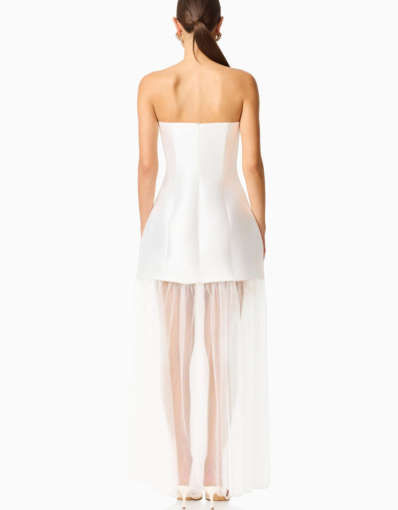 Oleander 3d Floral Strapless Maxi Dress