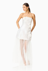Oleander 3d Floral Strapless Maxi Dress