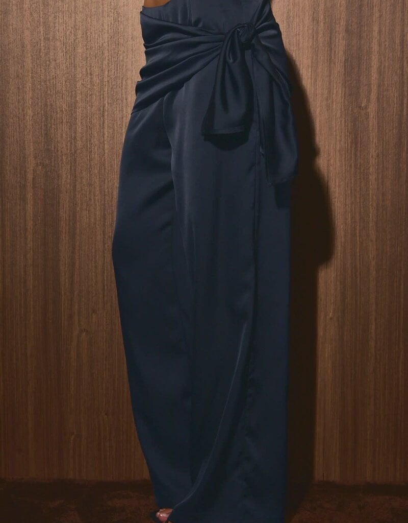 Kate Satin Wrap Detail Wide Leg Trousers