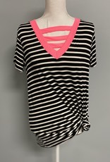 Black and ivory striped top