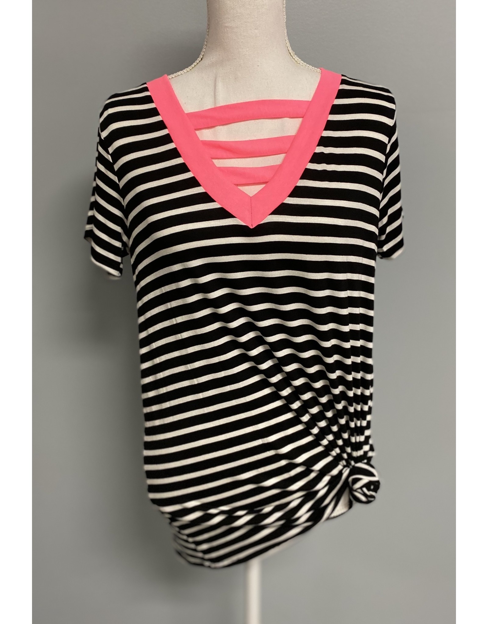 Black and ivory striped top