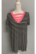 Black and ivory striped top