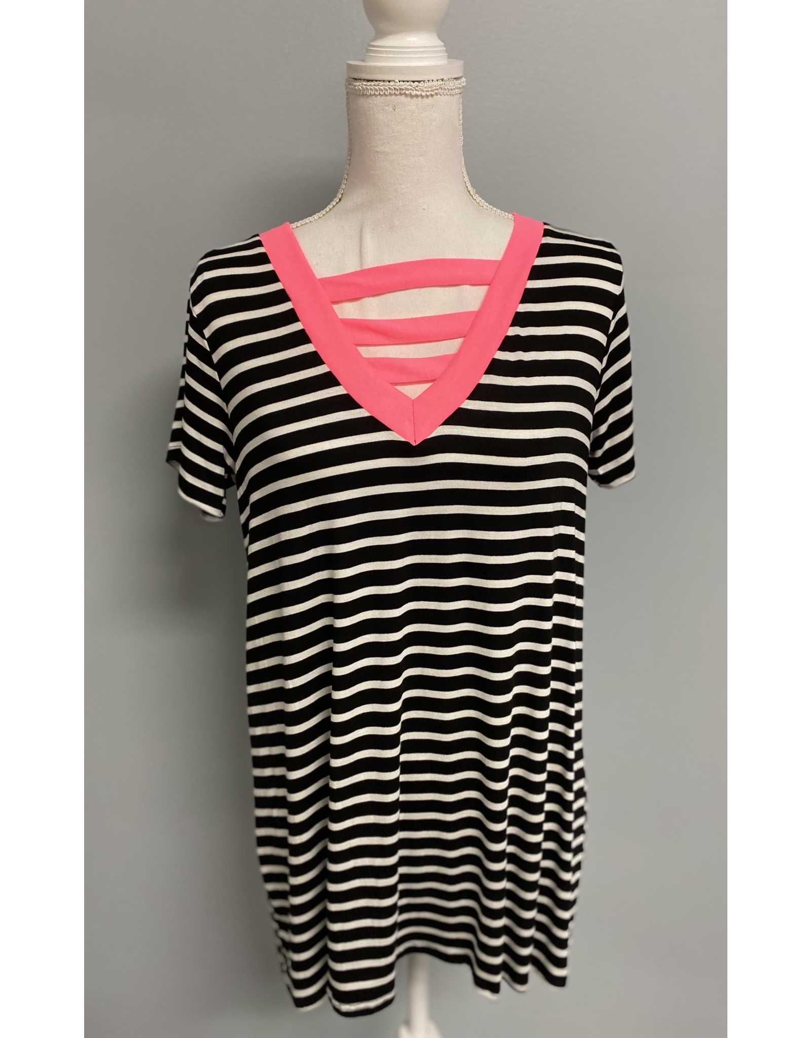 Black and ivory striped top