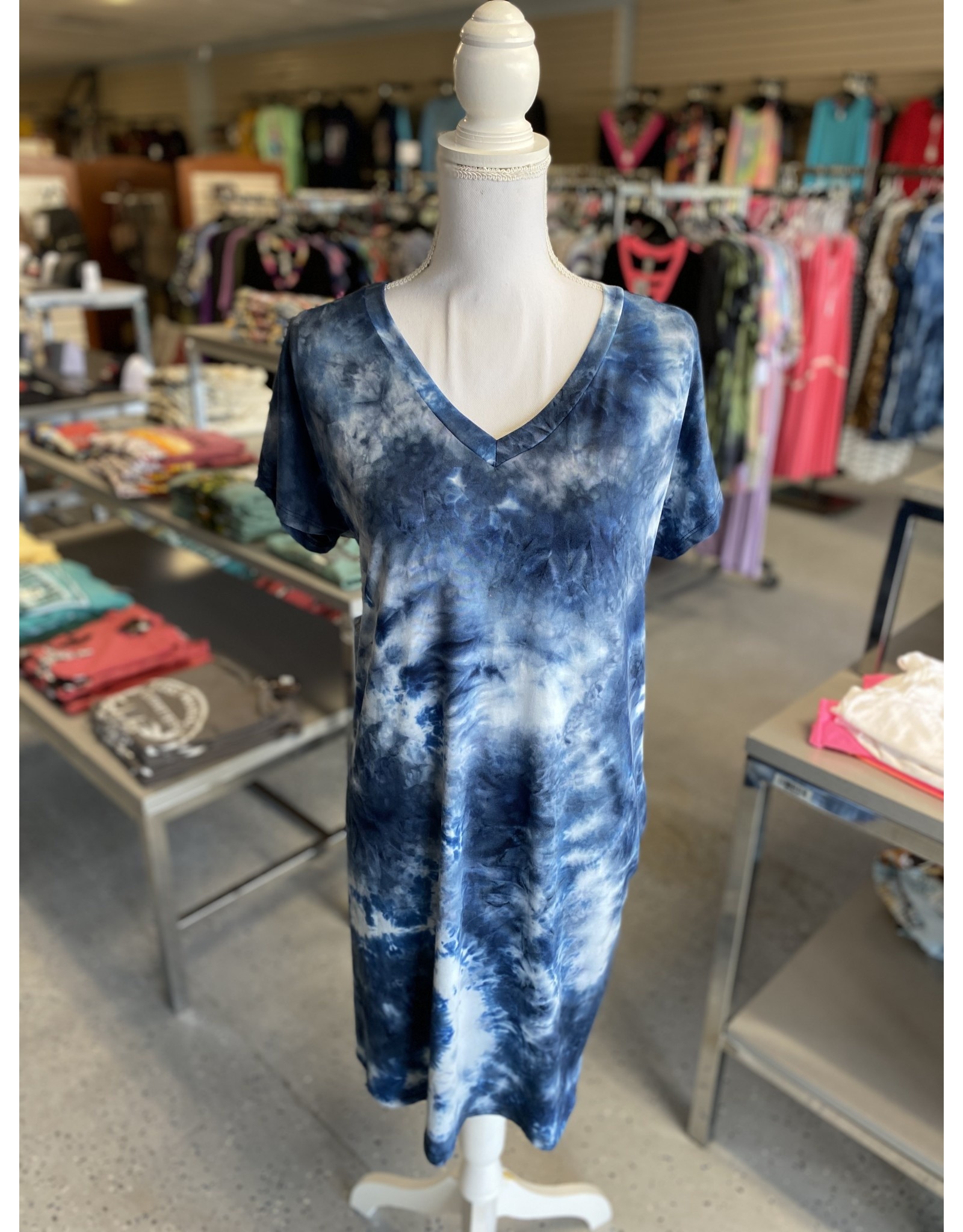 Navy Tie-Dye Dress