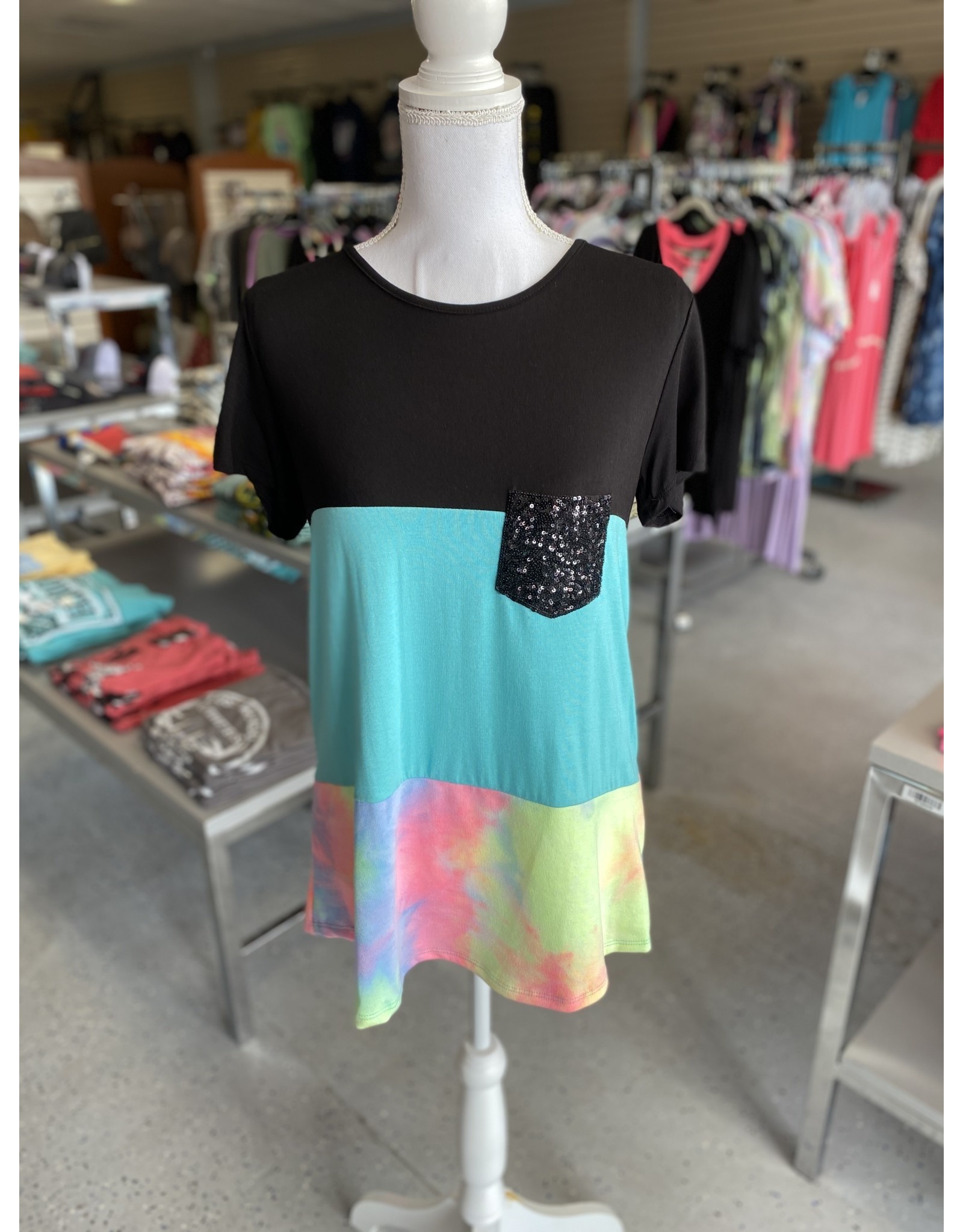 Color Block Tie Dye Top