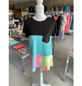 Color Block Tie Dye Top