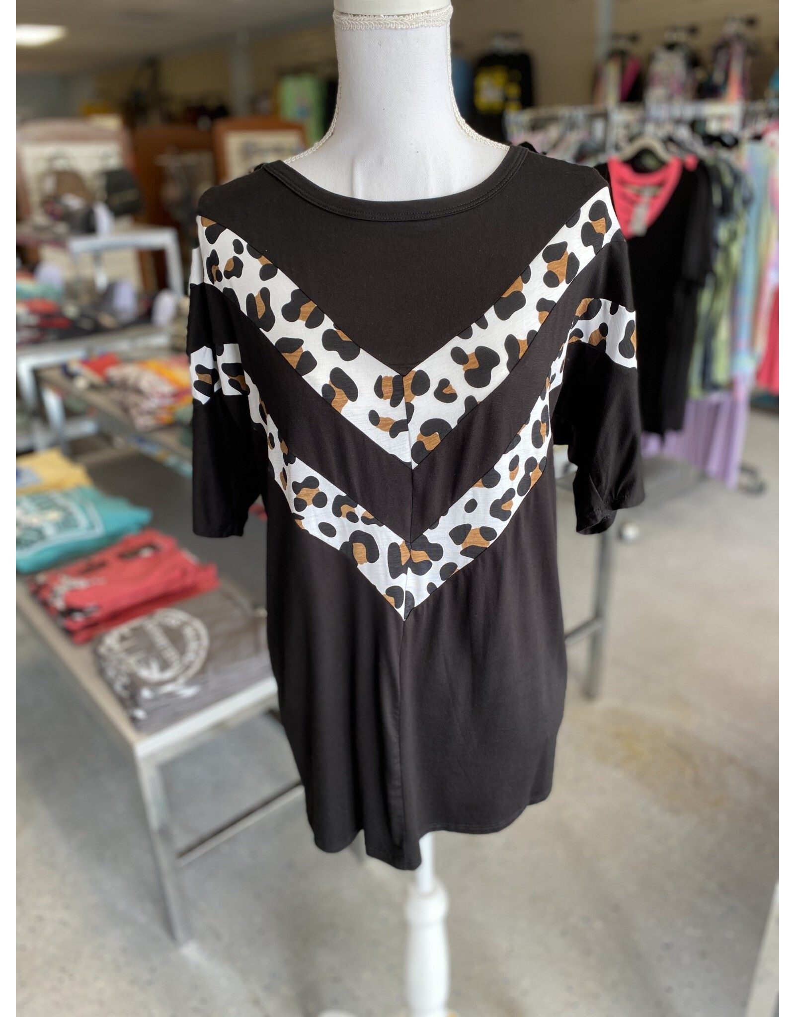 Black and Cheetah Chevron Top