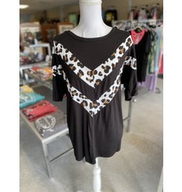 Black and Cheetah Chevron Top