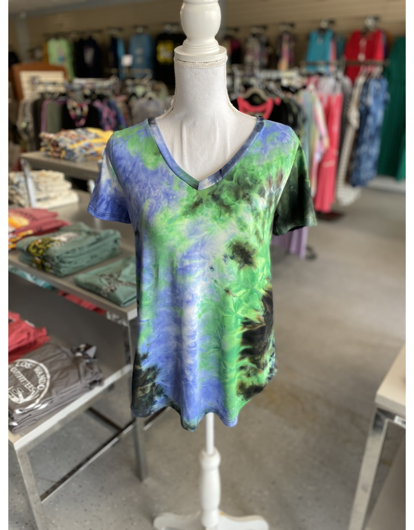 Green/Blue Tie Dye Top Small