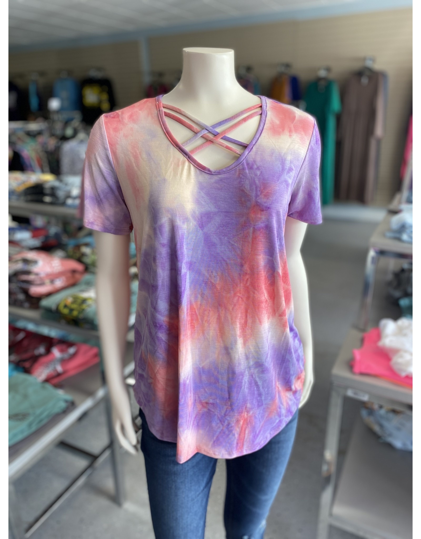 Pink/Purpl Tie Dye Top
