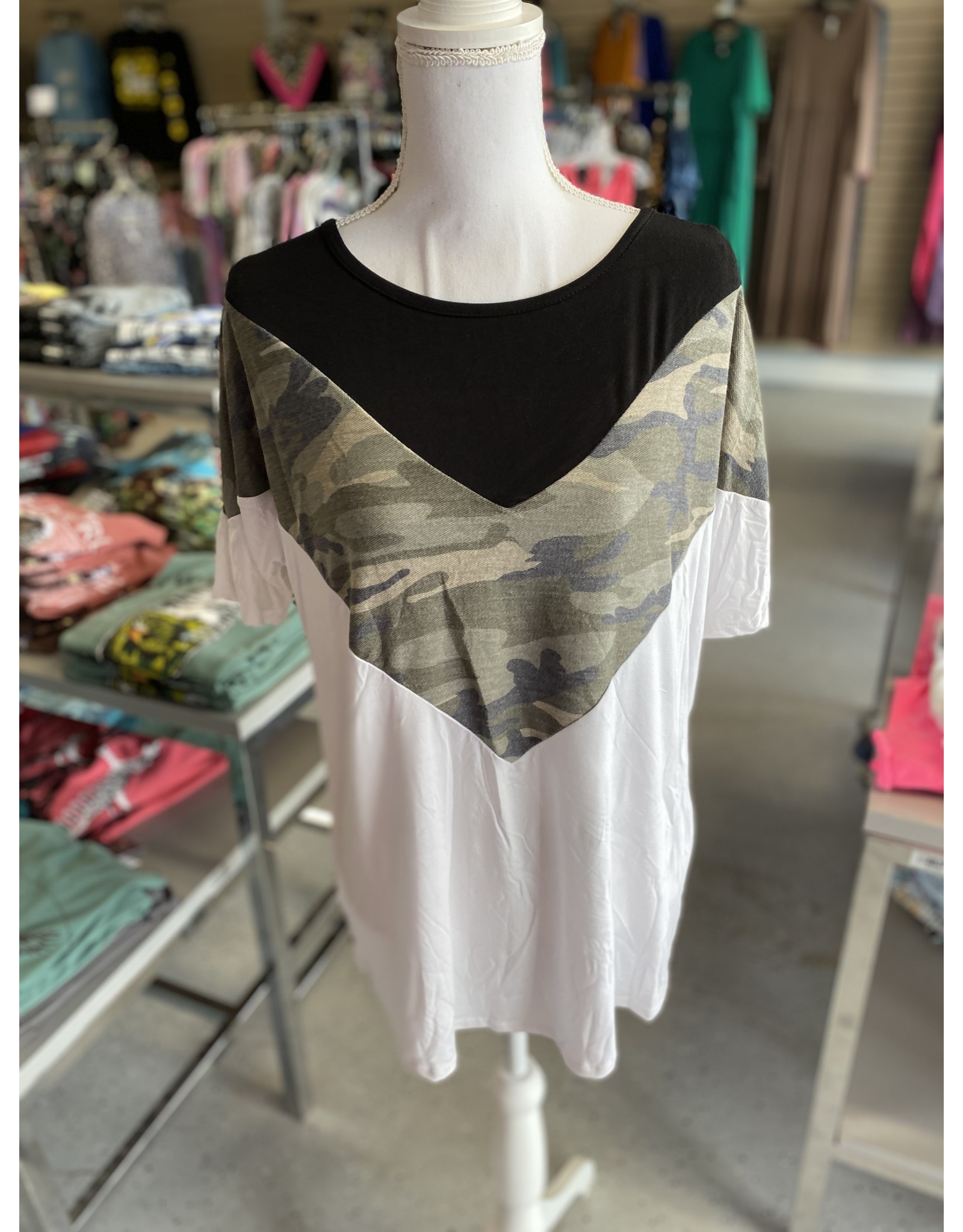 Camo Color Block Top