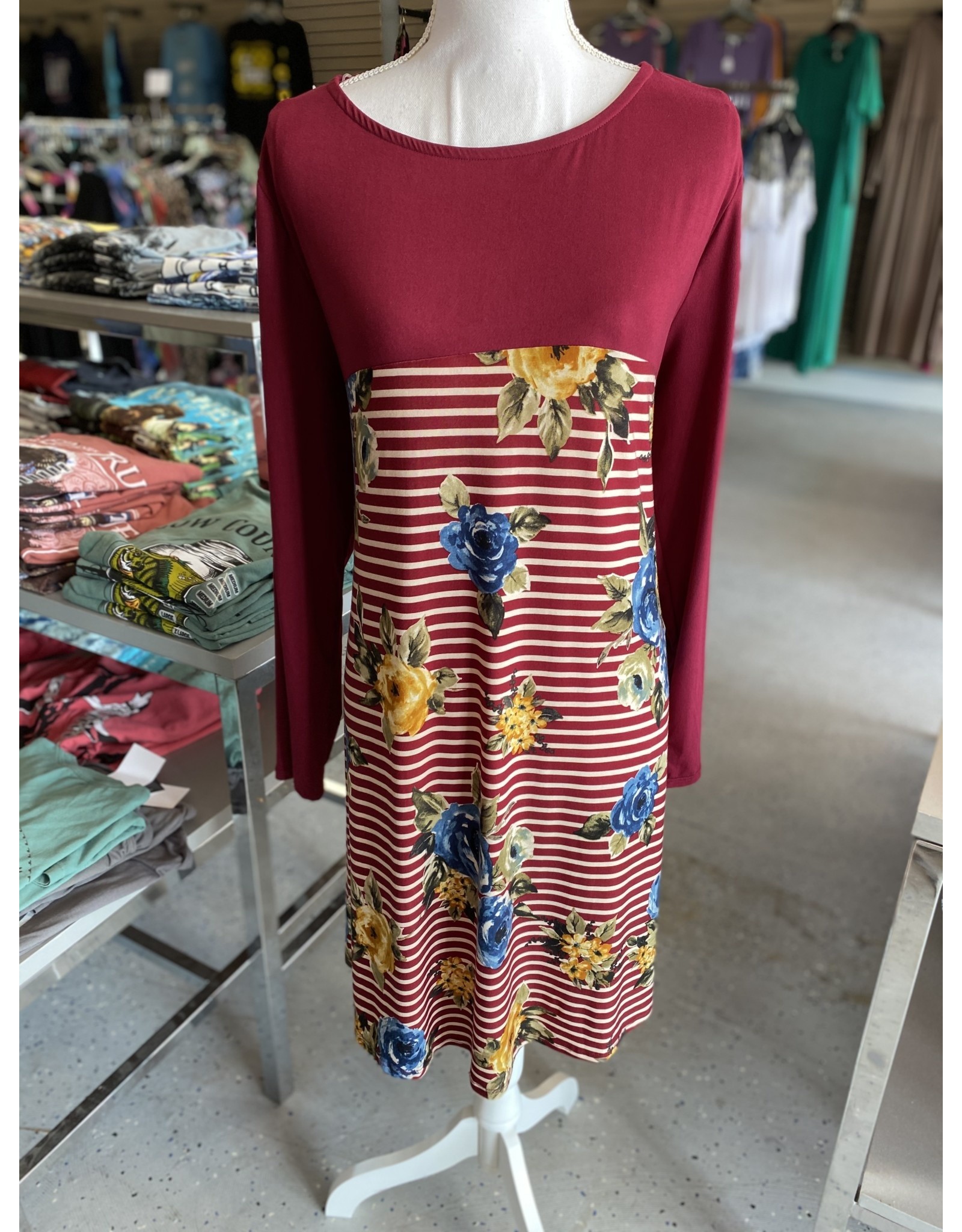 Burgundy  Floral Dress