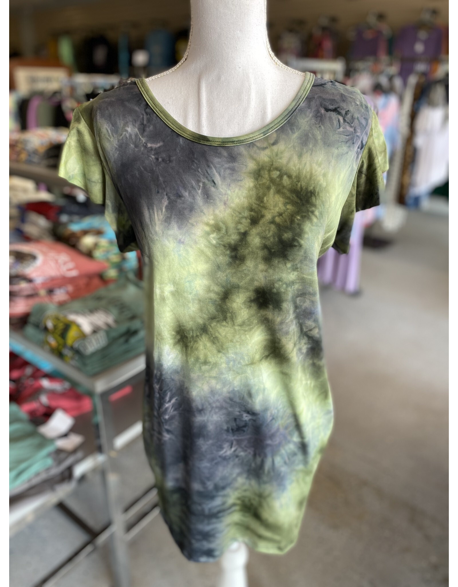 Green/Nvy Tie Dye Top