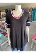 Black Vneck, TieDye detail