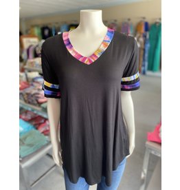 Black Vneck, TieDye detail