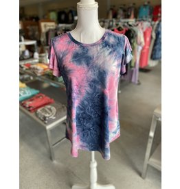 Pink and Navy Tie Dye Top