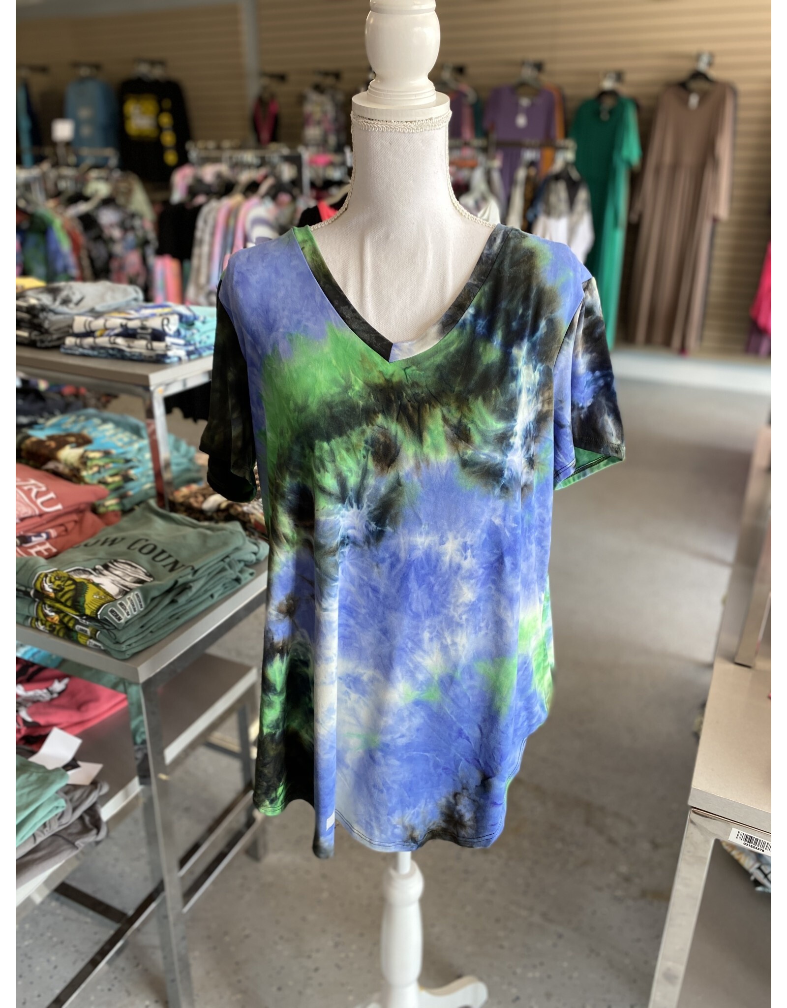 Blue & Green Tie Dye Top