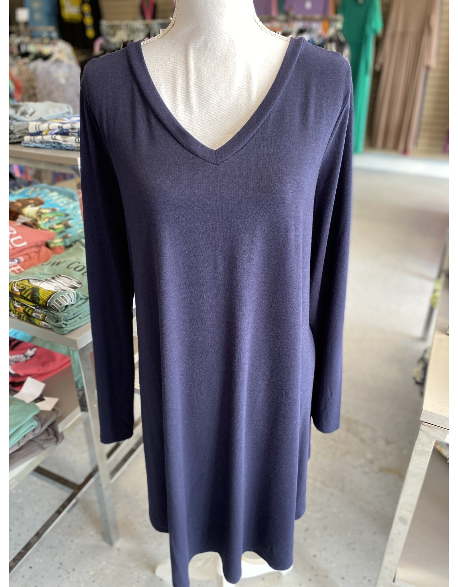 Long Sleeve Navy Dress