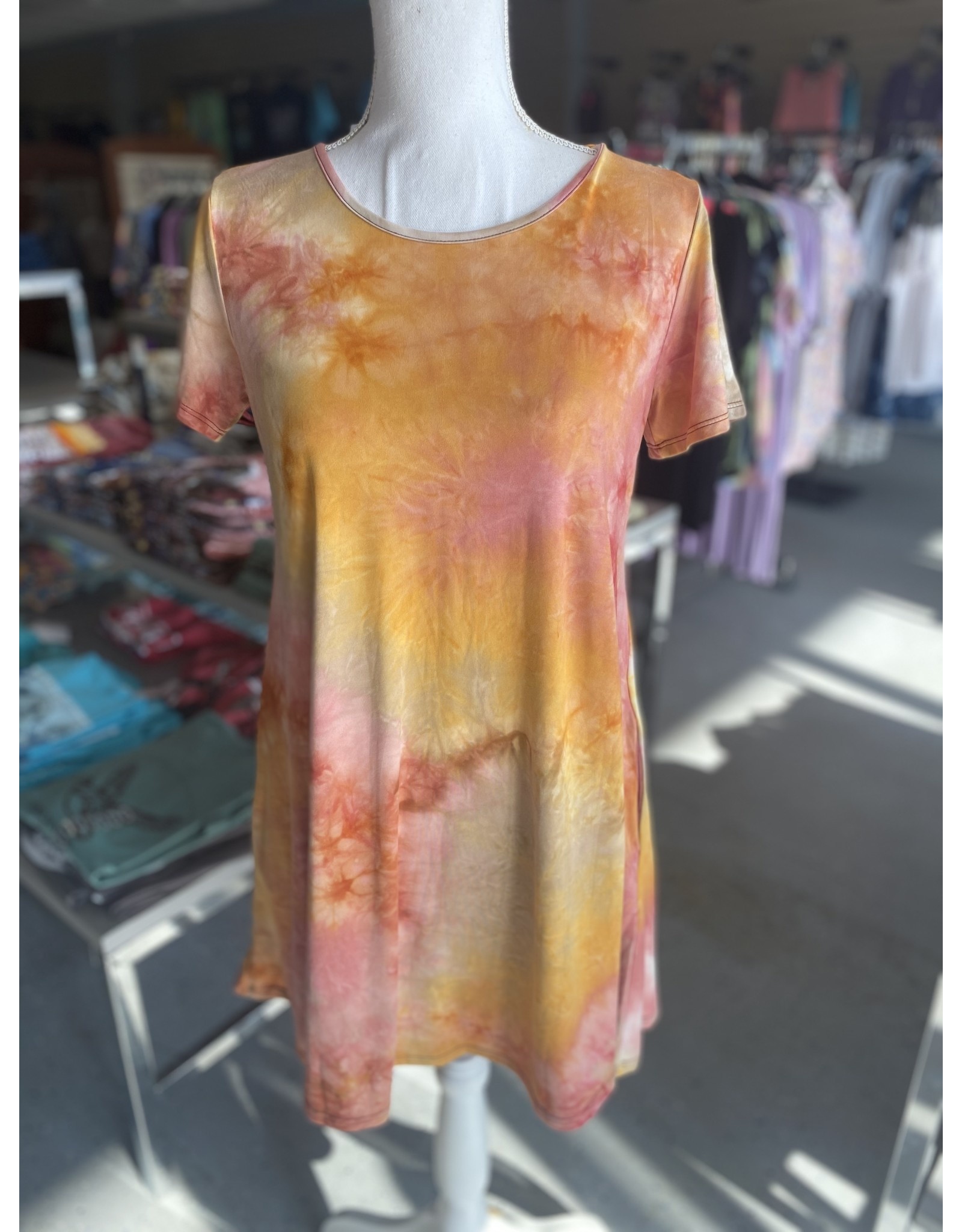 Burgundy/Orange Tie Dye Dress