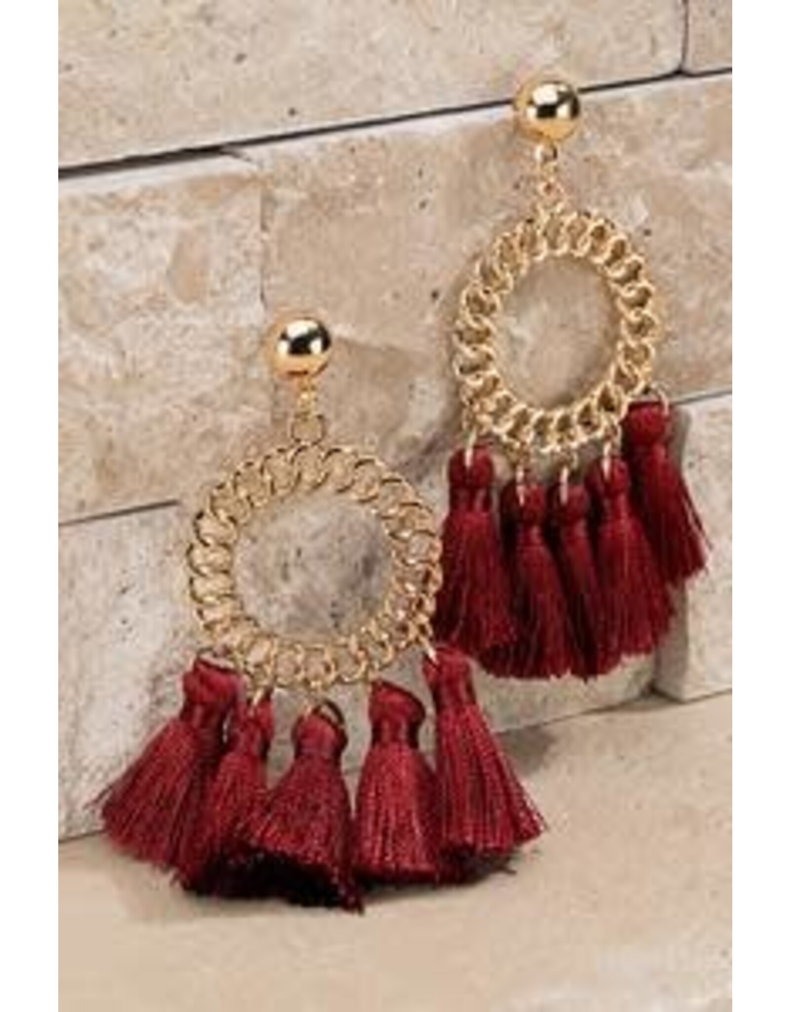 Burgundy Tassel earrings