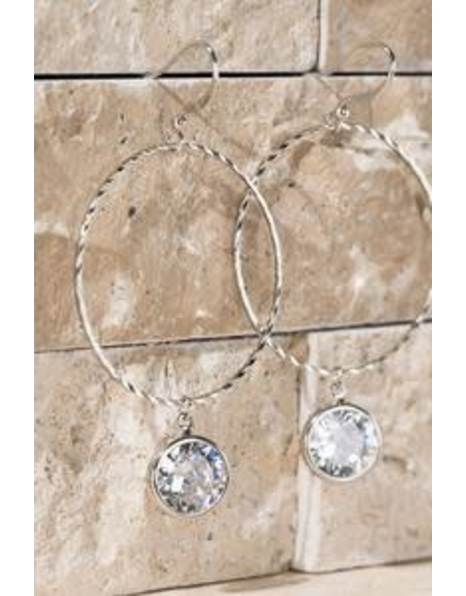 Silver Crystal Hoop