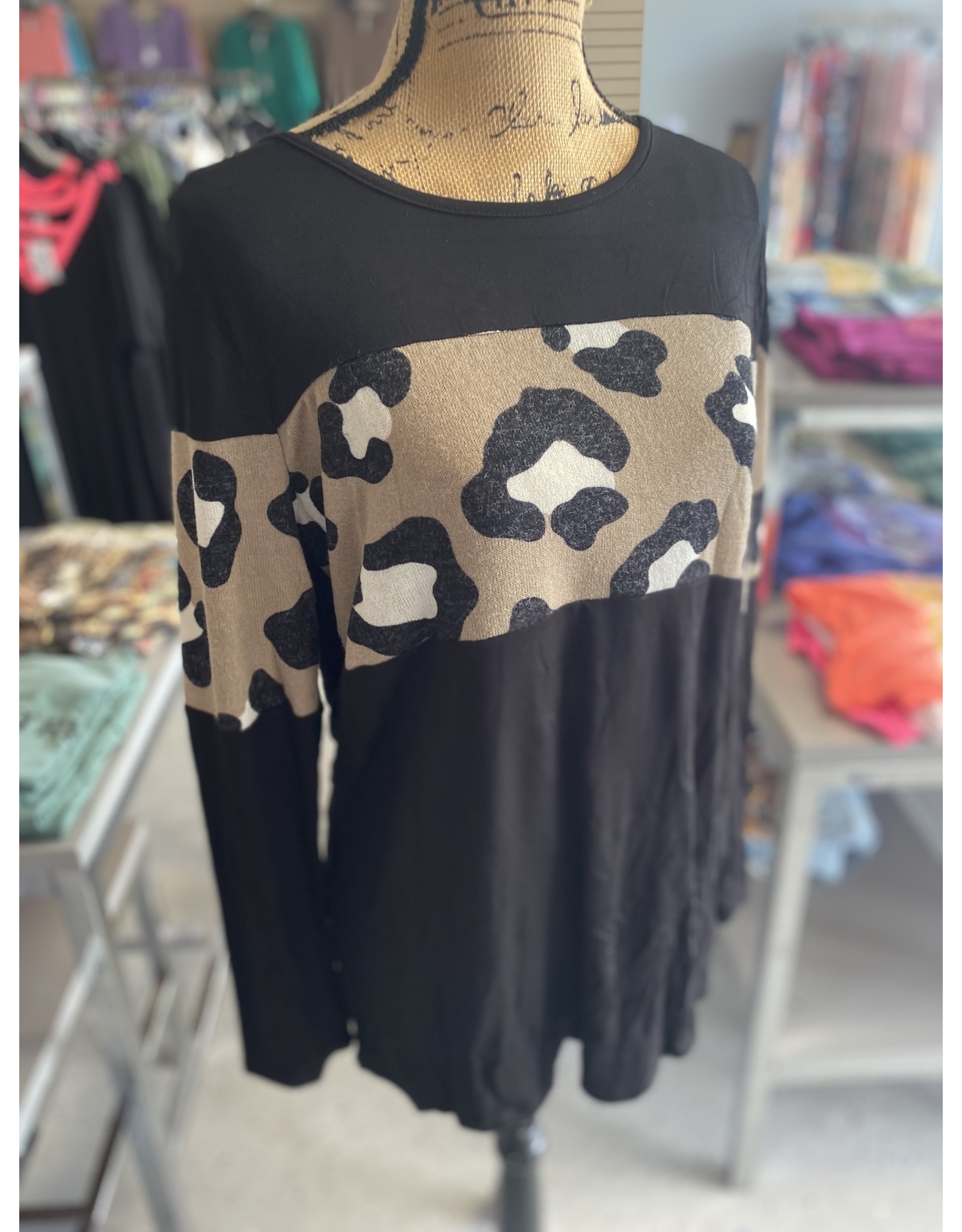 Black & Mocha Leopard Top