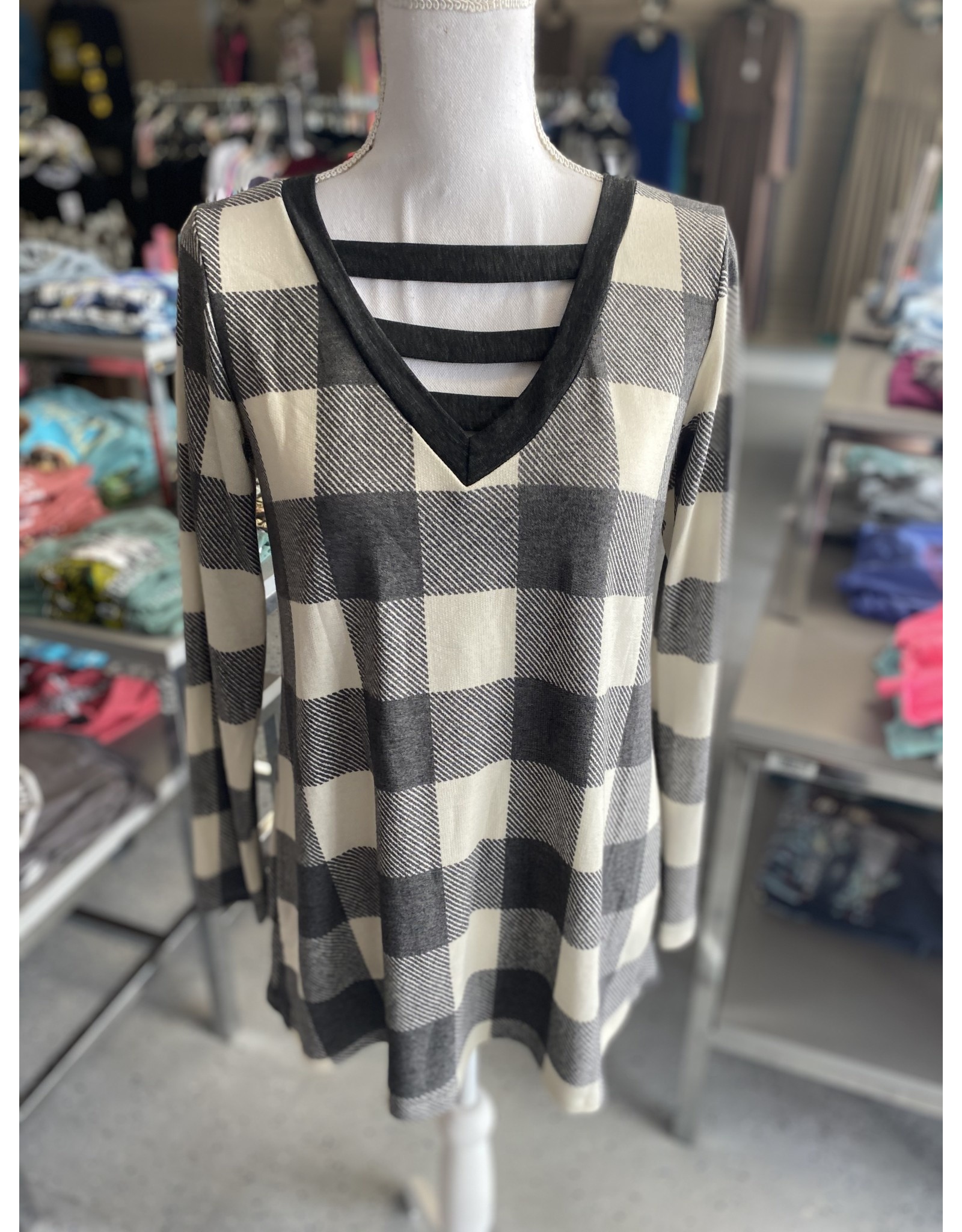 Ivory plaid top