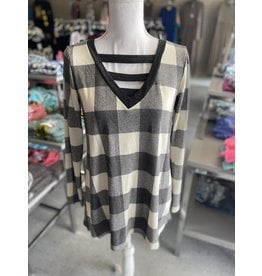 Ivory plaid top