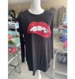 Black Sequin Lip Top