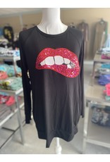 Black sequin Lips Top