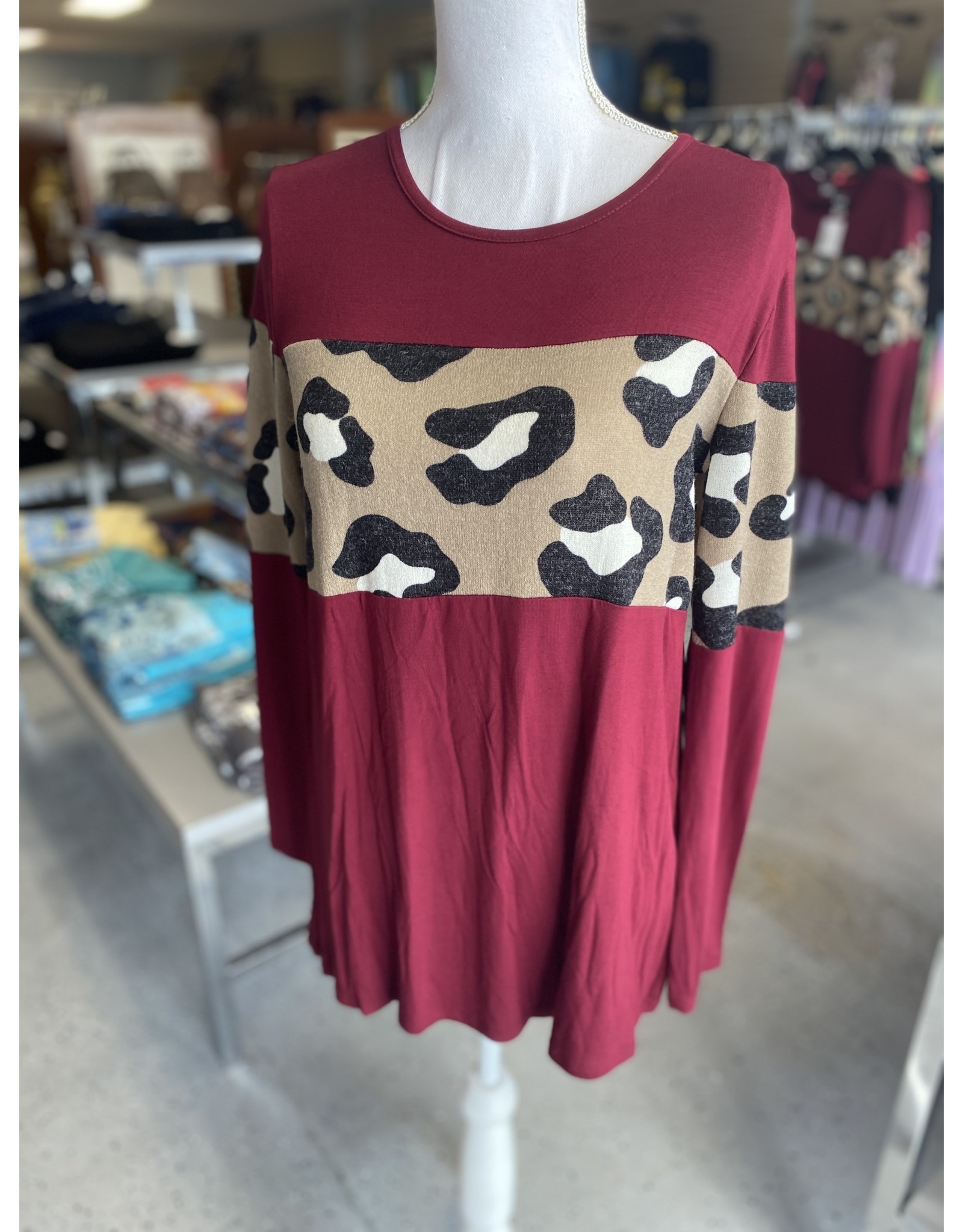 Burgundy/Leopard Top