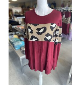 Burgundy/Leopard Top