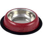 Stainless Steel Red Paw Print Cat Dish