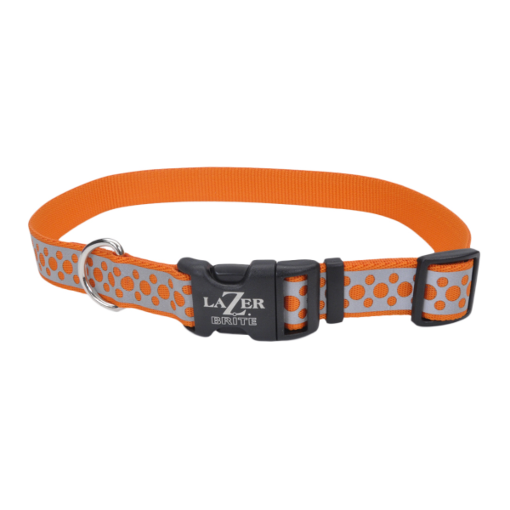 Reflective Orange Dots Dog Collar L 18"-26"