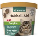 Naturvet Soft Chew Hairball Aid Plus Pumpkin 60CT For Cats