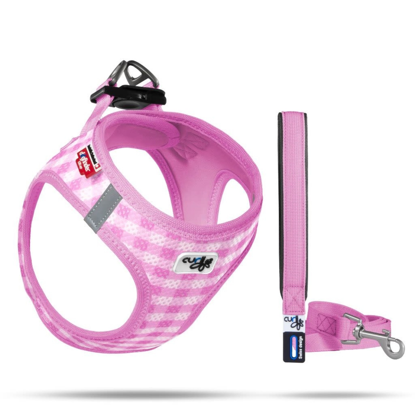 Curli puppy Vest Harness & leash pink