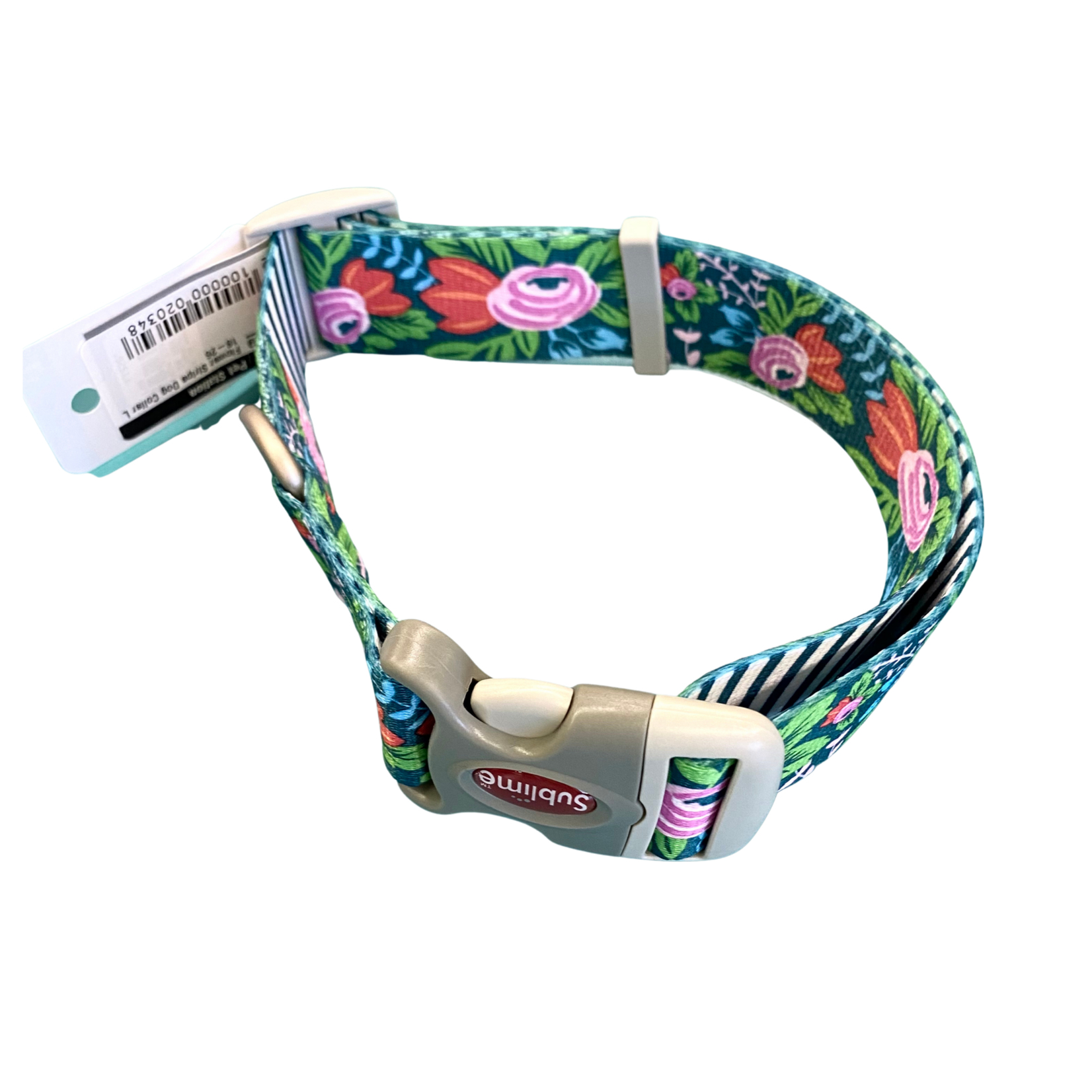 Flower Stripe Dog Collar L 18-26"