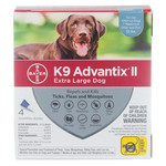 K9 Advantix II Dogs Complete protection Tick and Flea for Extra Large dogs over 25kg (4 dosage)