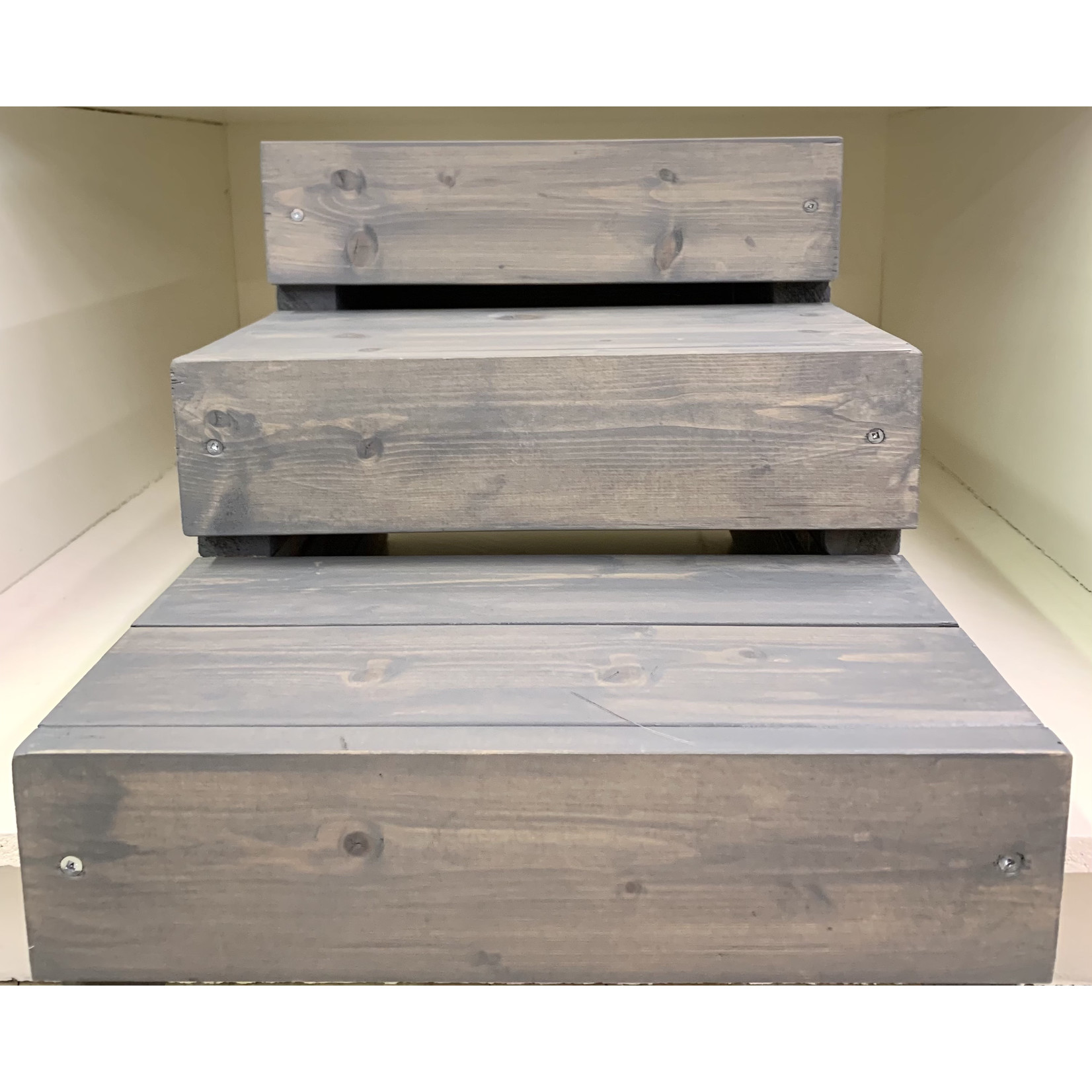Hand Made Natural Wood Pet Steps Gray 3 level