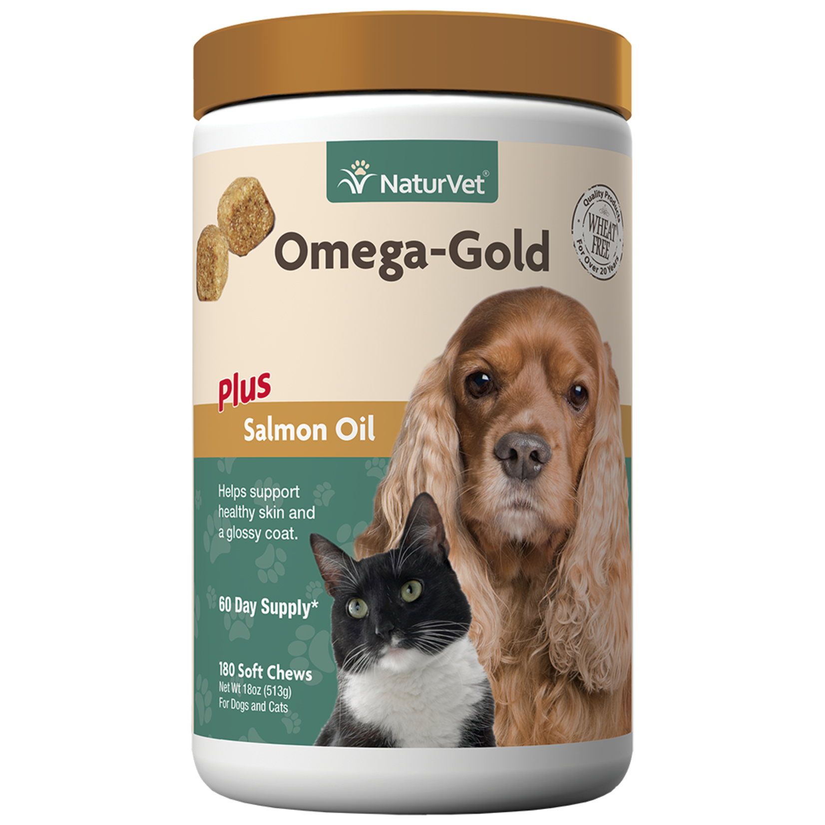 NaturVet Omega_Gold + Salmon Oil Soft Chews 180ct cat & dog