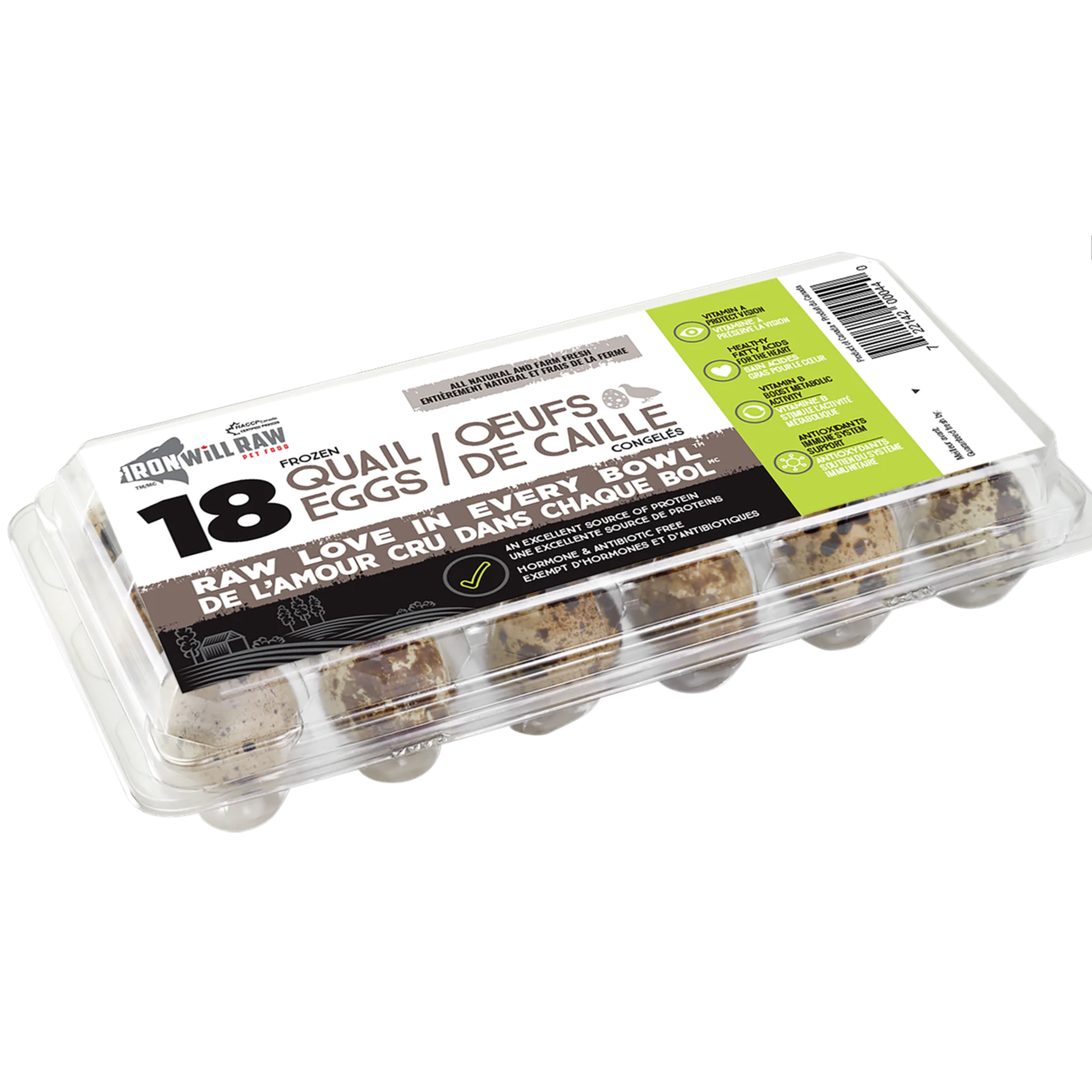 Iron Will Raw frozen Quail eggs Dog / Cat 18ct