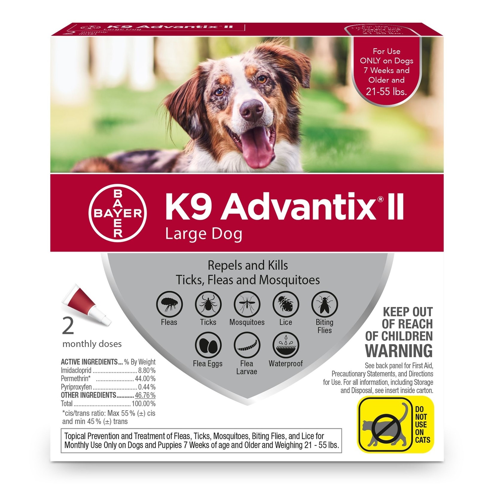 K9 Advantix II Dogs Complete protection Tick and Flea for Large dogs 11kg to 25 kg (2 dosage)