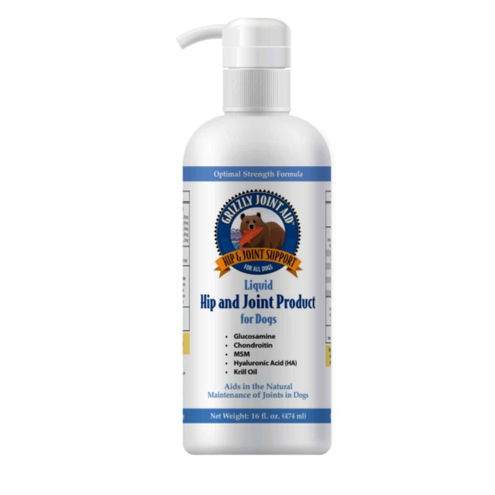 Grizzly Joint Aid Hip & Joint Support Liquid Supplement For Dog  16oz