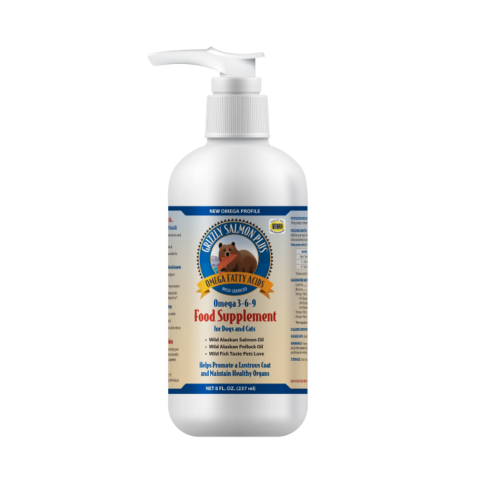 Grizzly Salmon Plus Oil Liquid Supplement For Dog  8oz